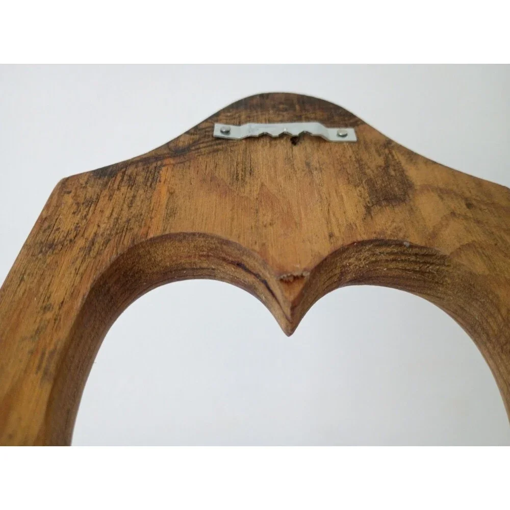 Vintage Pine Wood Peg Shelf with Heart Cutout Handmade Wall Hang Country Rustic